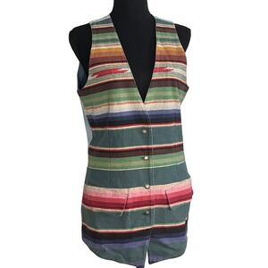 Vintage SW Print 80s Long Fitted Vest Cambridge Country Store size S Womens‎